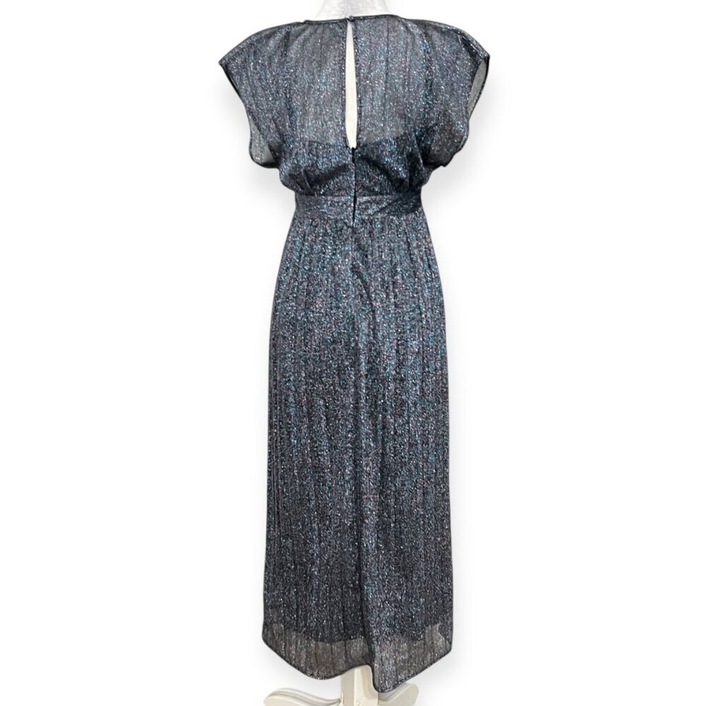 Moulinette Soeurs Metallic Chiffon Maxi Dress Women's Size 2 Evening Gown - Picture 3 of 11